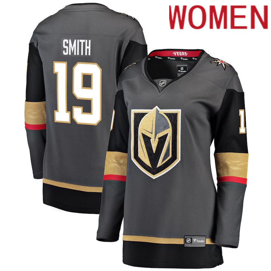 Women Vegas Golden Knights 19 Reilly Smith Fanatics Branded Gray Alternate Breakaway Player NHL Jersey